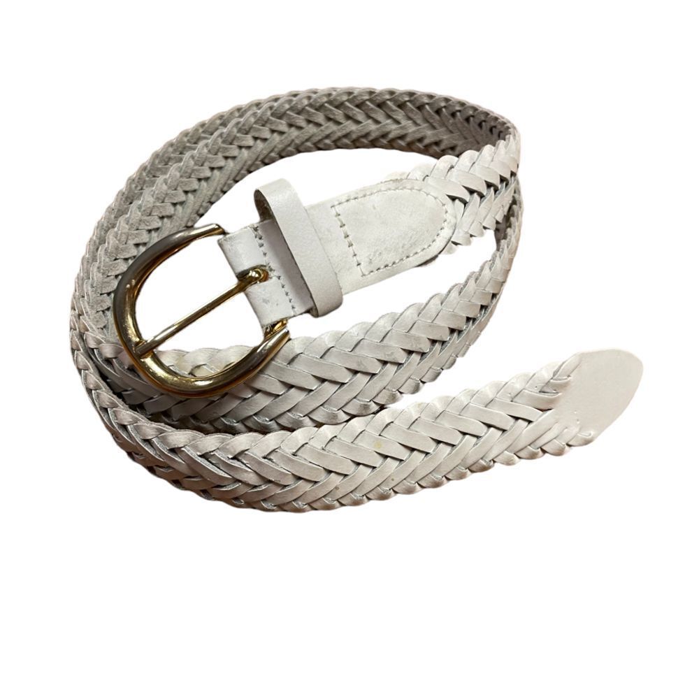 Large White braided Argentina leather vintage belt​